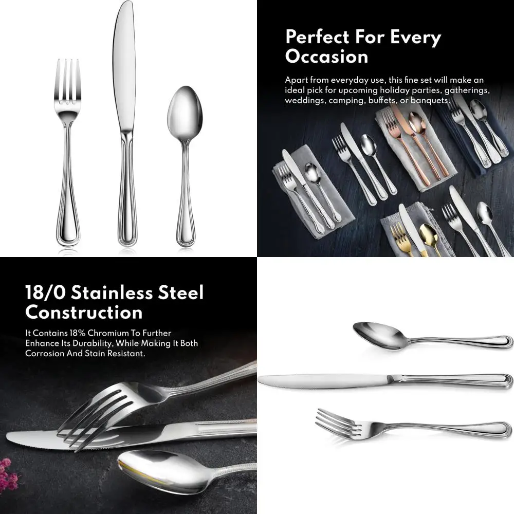 

18/0 Stainless Steel 36-Piece Slimline Flatware Set
