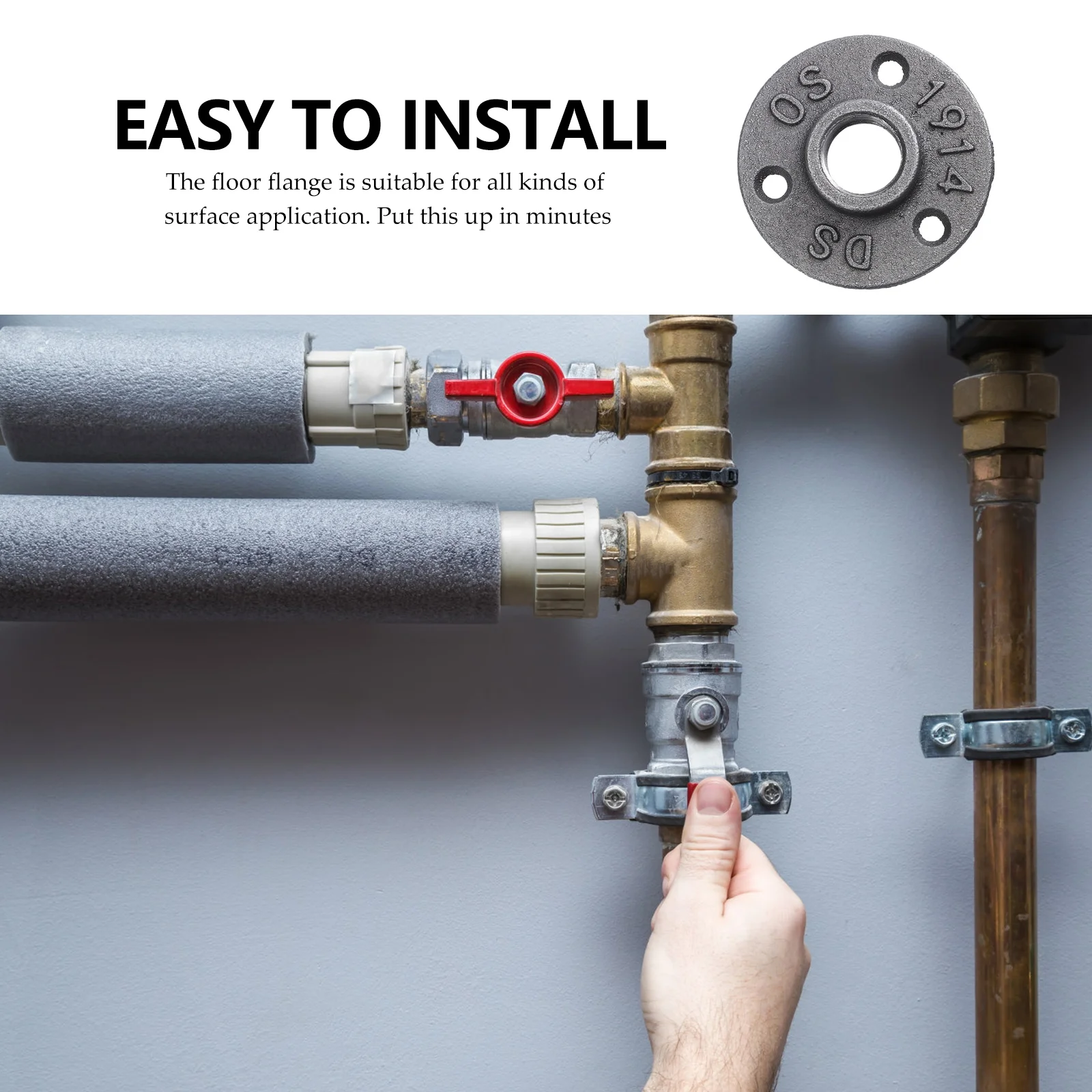 

4Pcs Cast Iron Floor Flange Malleable Iron Fittings for Industrial DIY Projects Furniture Shelf Hanging Decor Fixtures