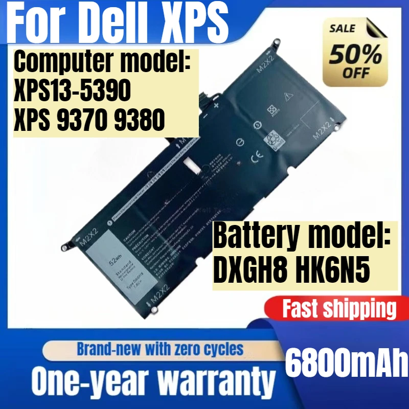For Dell XPS 13-5390 XPS 9370 9380 DXGH8 HK6N5 Laptop Battery Replacement Batteries
