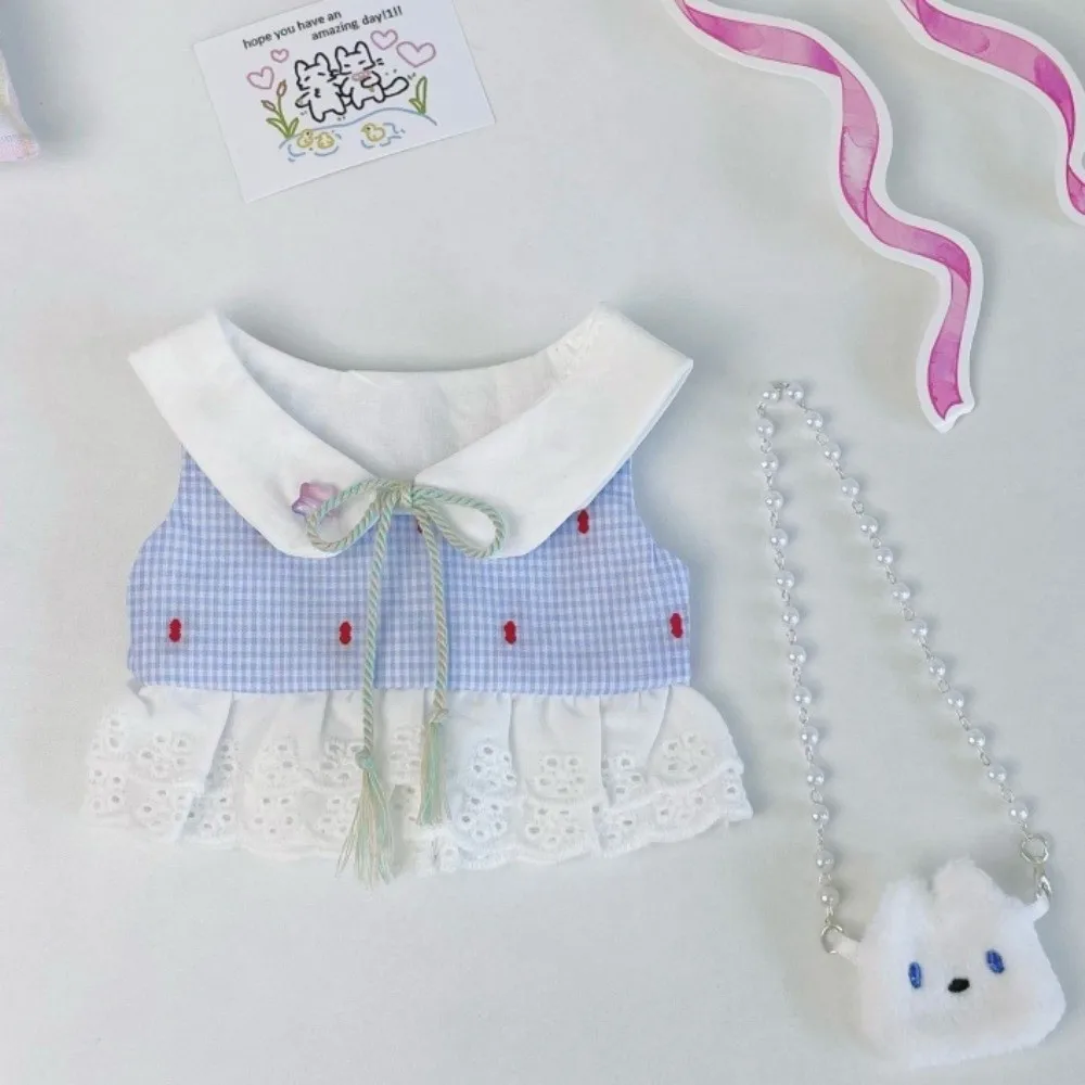 1 conjunto vestido de princesa 10/20cm roupas de boneca de algodão roupa saia xadrez 20cm roupas de boneca de algodão mini moda 10cm roupas de boneca