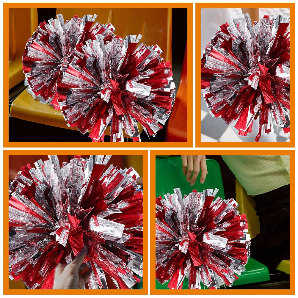 

3pcs Cheerleader Pom Poms Mixed Color Durable Lightweight Handled For Sports Events Dance Performance Reusable Cheering Squad