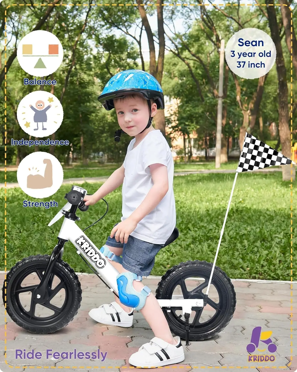 Bicicleta de equilibrio profesional para niños de 2 años con freno de mano y soporte, bicicleta de empuje de 12 pulgadas, bicicleta de regalo para niños y niñas de 2 a 5 años, color blanco