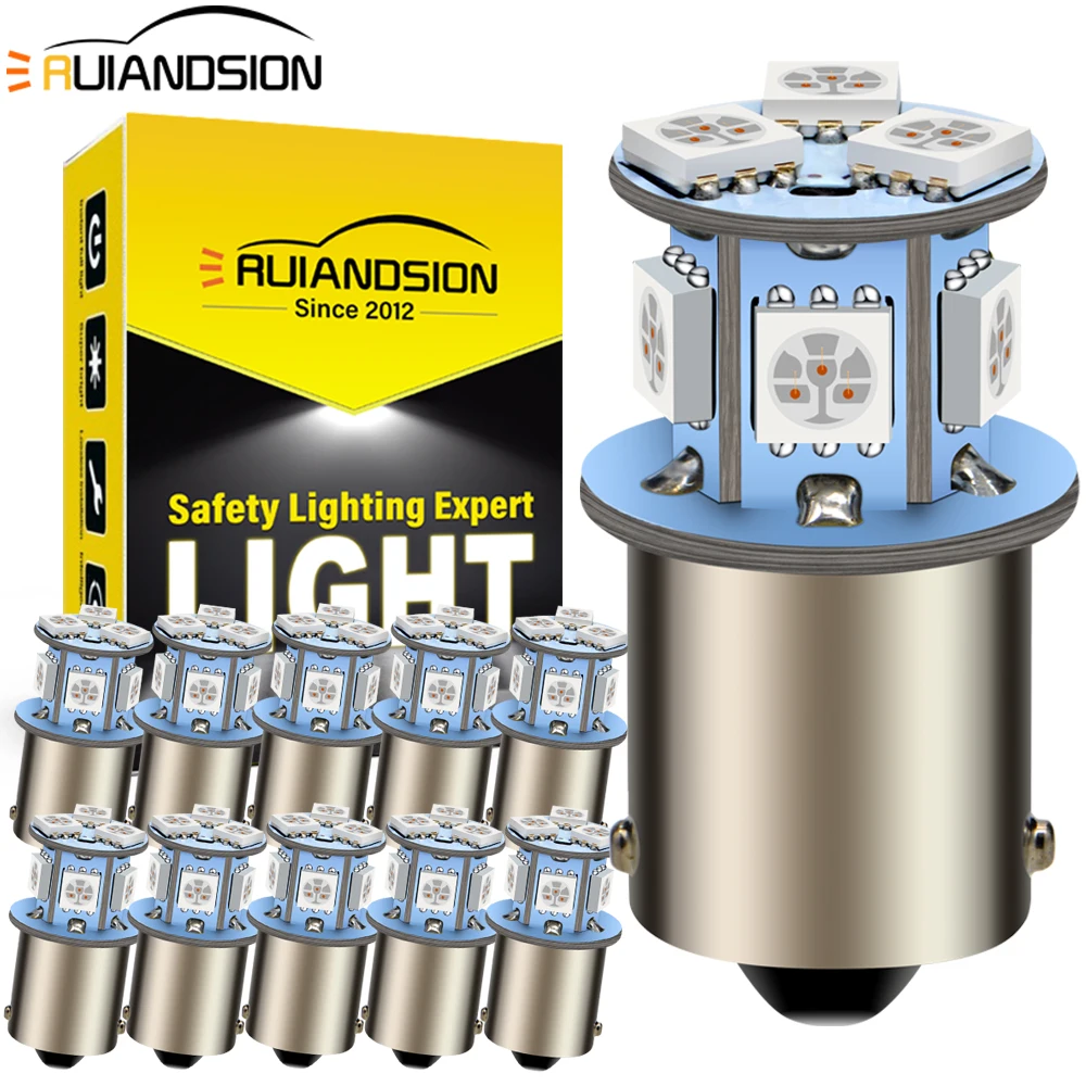 Image of RUIANDSION 10 Stücke S25 1156 BA15S P21W LED BAU15S PY21W 6 V 12 V 24 V Auto Blinker Licht Lkw Rückfahr Lampe Motorrad Schwanz Birne