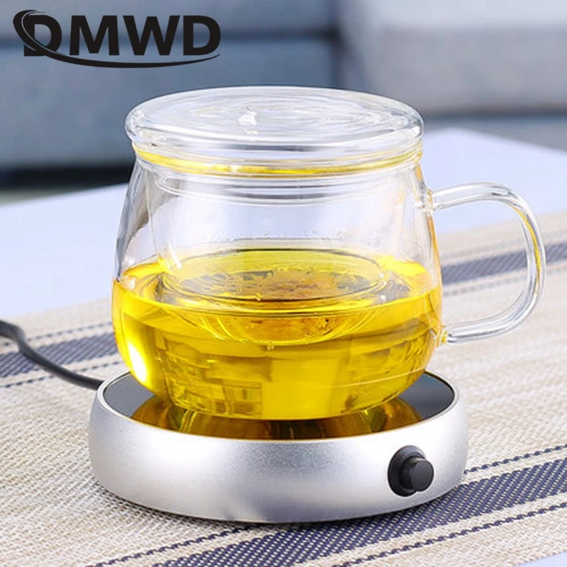 DMWD Mini Electric Hot Plate Portable Heating Cup Pad Thermostat Base Coaster Tea Warmer Water Heater Milk Heat Preservation Pad