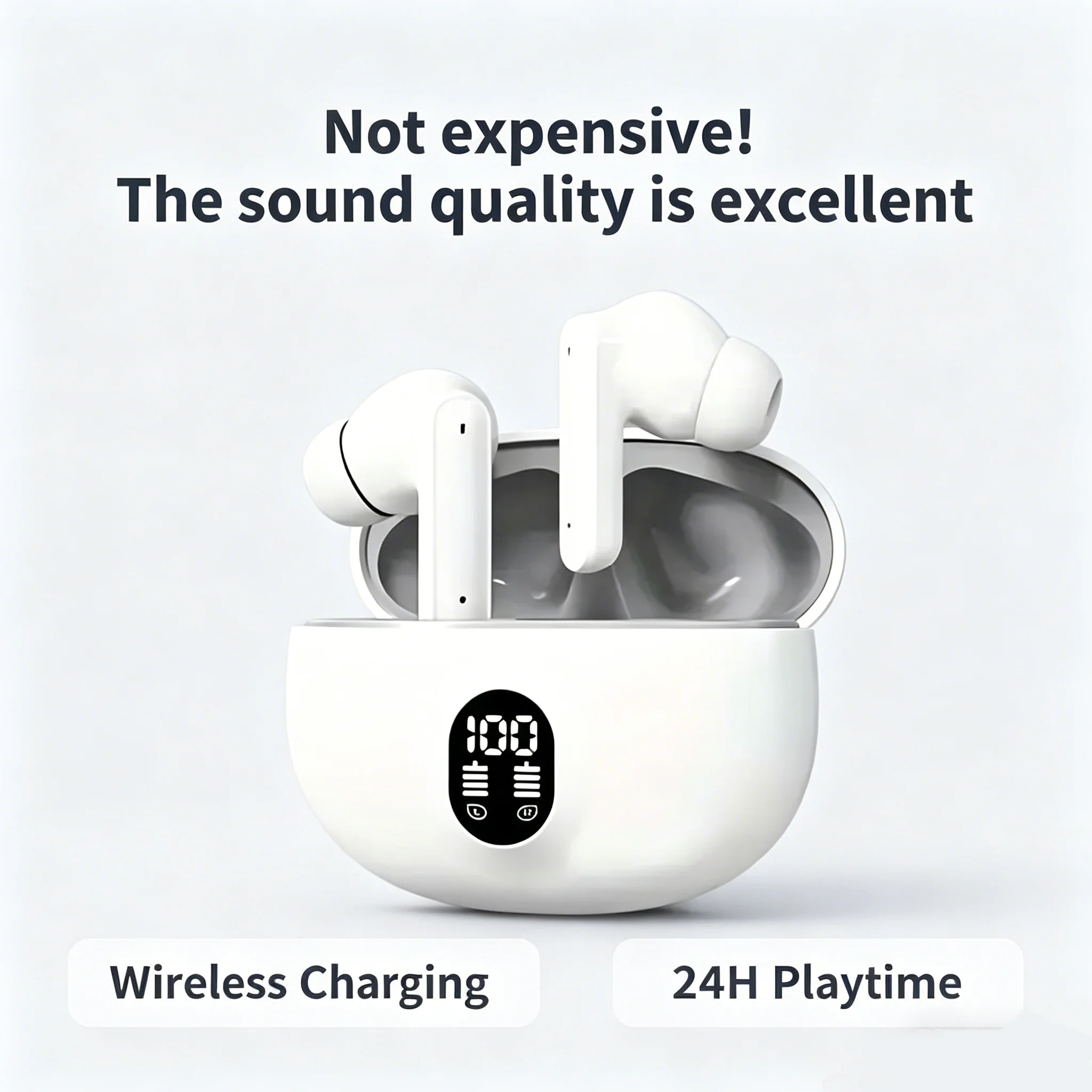 Two Tone Color Sports Bluetooth Headphones In-Ear Ultra High Sound Quality Wireless Running Gym Earbuds with LED Digital Displa
