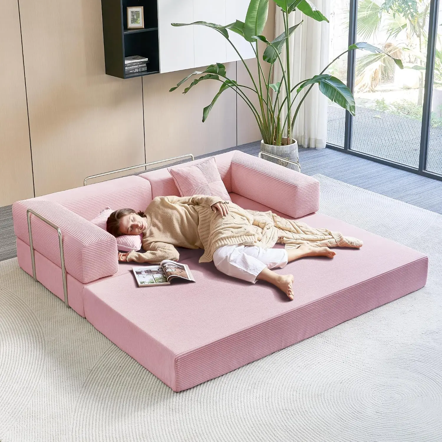 Foldable Sofa Bed, 78'' Folding Floor Couch, Compressed Convertable Sleeper Sofa, Memory Foam Couch with Pillow, Customized