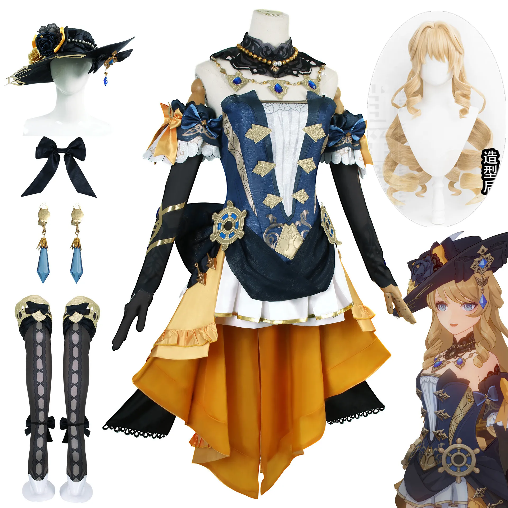 Navia Cosplay Game Genshinimpact Navia Cosplay Costume Anime Uniform Halloween Party Role Play Costume Full Set Cos