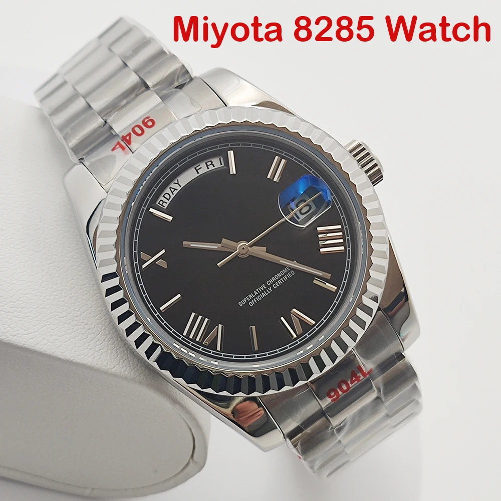 39mm Miyota 8285 Men's Automatic Rose Gold Watch Sapphire Glass, Suitable for 8285 Movement Watch Accessories