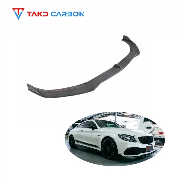 Car Front Bumper Lip Dry Carbon Fiber Front Lip Splitter Body Kit For Mercedes Benz AMG W205 C63 Coupe 2016-2019