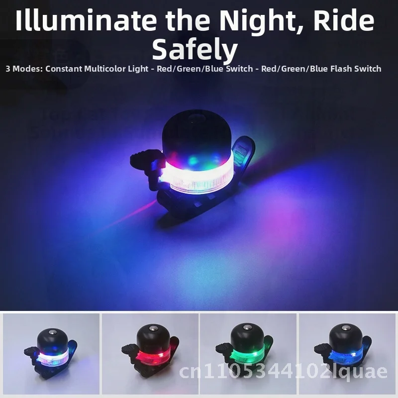 

USB Rechargeable Bicycle Bell Night Riding Warning Light Aluminum Alloy Colorful Children's Scooter Riding Accessory Black Red