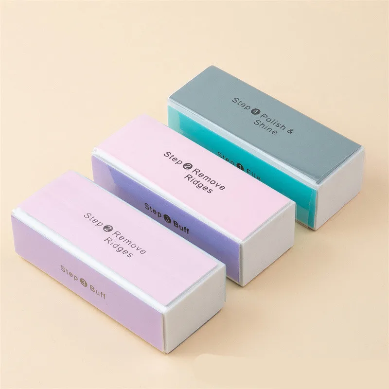 1/12PCS 4 Sides Sponge Nail Buffers Colorful Sanding Buffing Block Grinding Polishing Nail File Professional Nail Manicure Tool