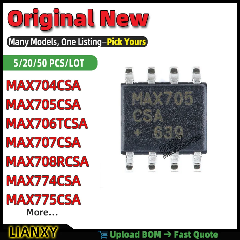 MAX705CSA MAX707CSA MAX706TCSA MAX708RCSA MAX774CSA MAX704CSA MAX775CSA MAX795SCSA SOIC-8 ZENER DIODE New Original
