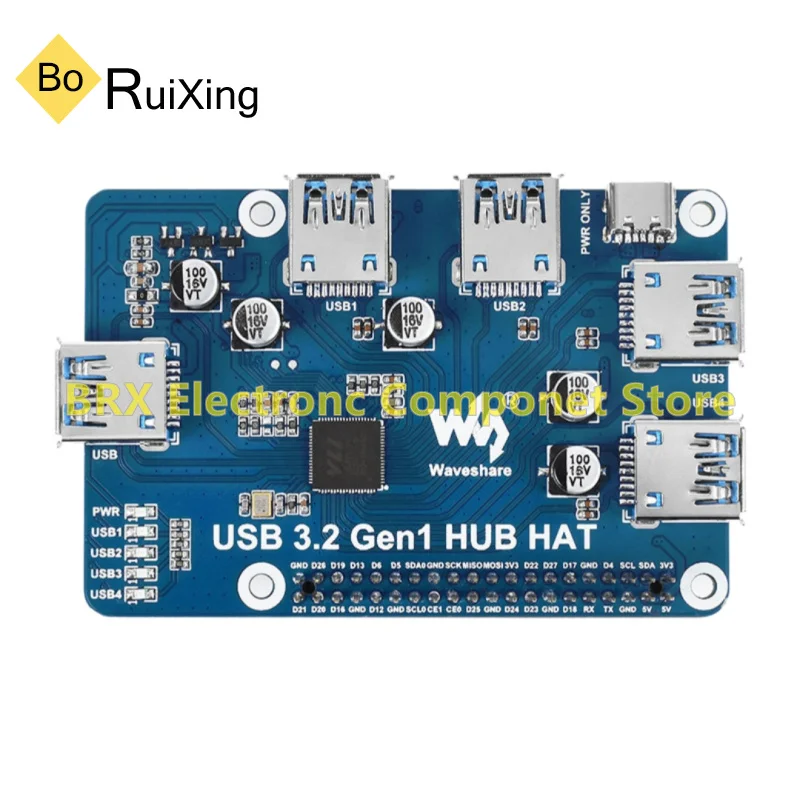 Raspberry Pi 5 USB3.2Gen1 expansion board, driver-free 4-port USB HUB splitter hub
