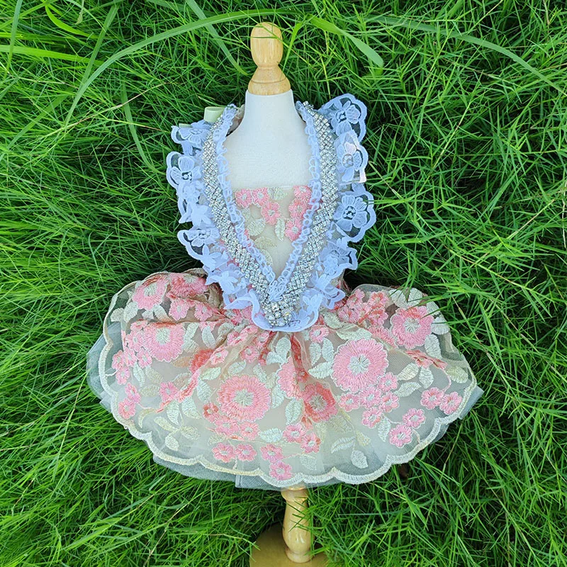 

Summer Luxury Handmade Pet Dog Clothes Lace Camisole Hollow Out Dress For Small Medium Dog Poodle Dog's Skirt Costume For Dog
