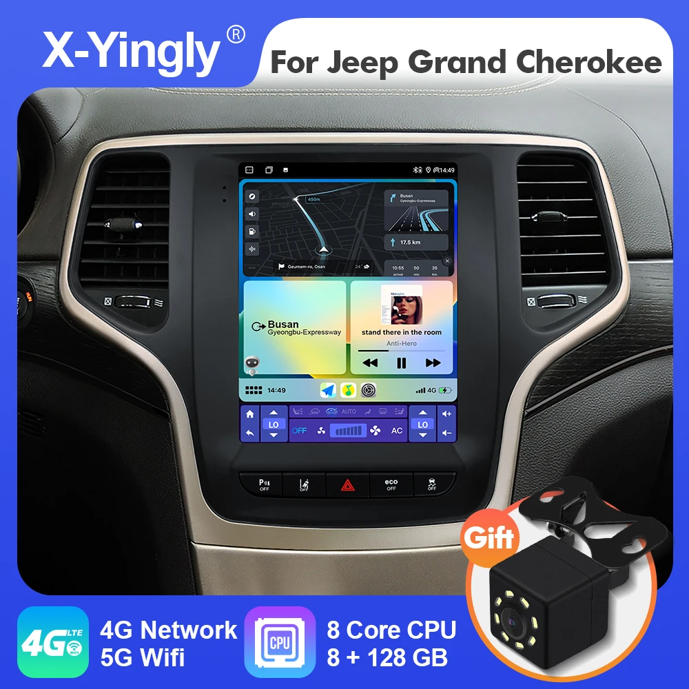 

Android 12 Car Radio Multimedia Player for Jeep Grand Cherokee 2014-2019 Tesla Style Navigation Apple Carplay 4G 2Din