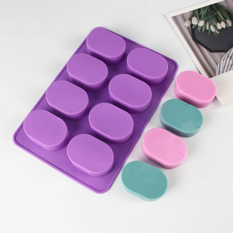 8 Cavity Oval Shape Soap Silicone Mold DIY Handmade Soap Form Resin Crafts For Soap Making Kitchen Tray Mould Supplies Tools