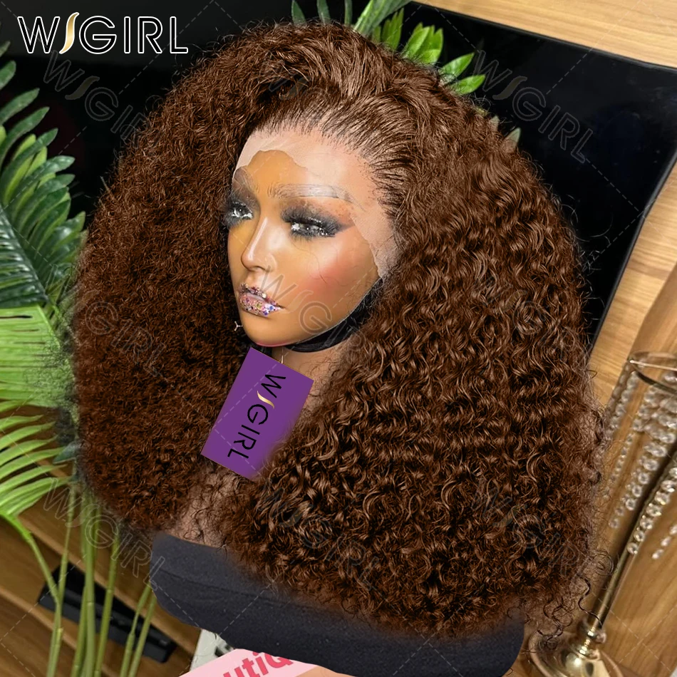 Wigirl Chocolate Brown Loose Deep Wave Short Bob 13x4 13x5 HD Lace Front Human Hair Wig Brazilian Curly Bob Wigs 180% For Women