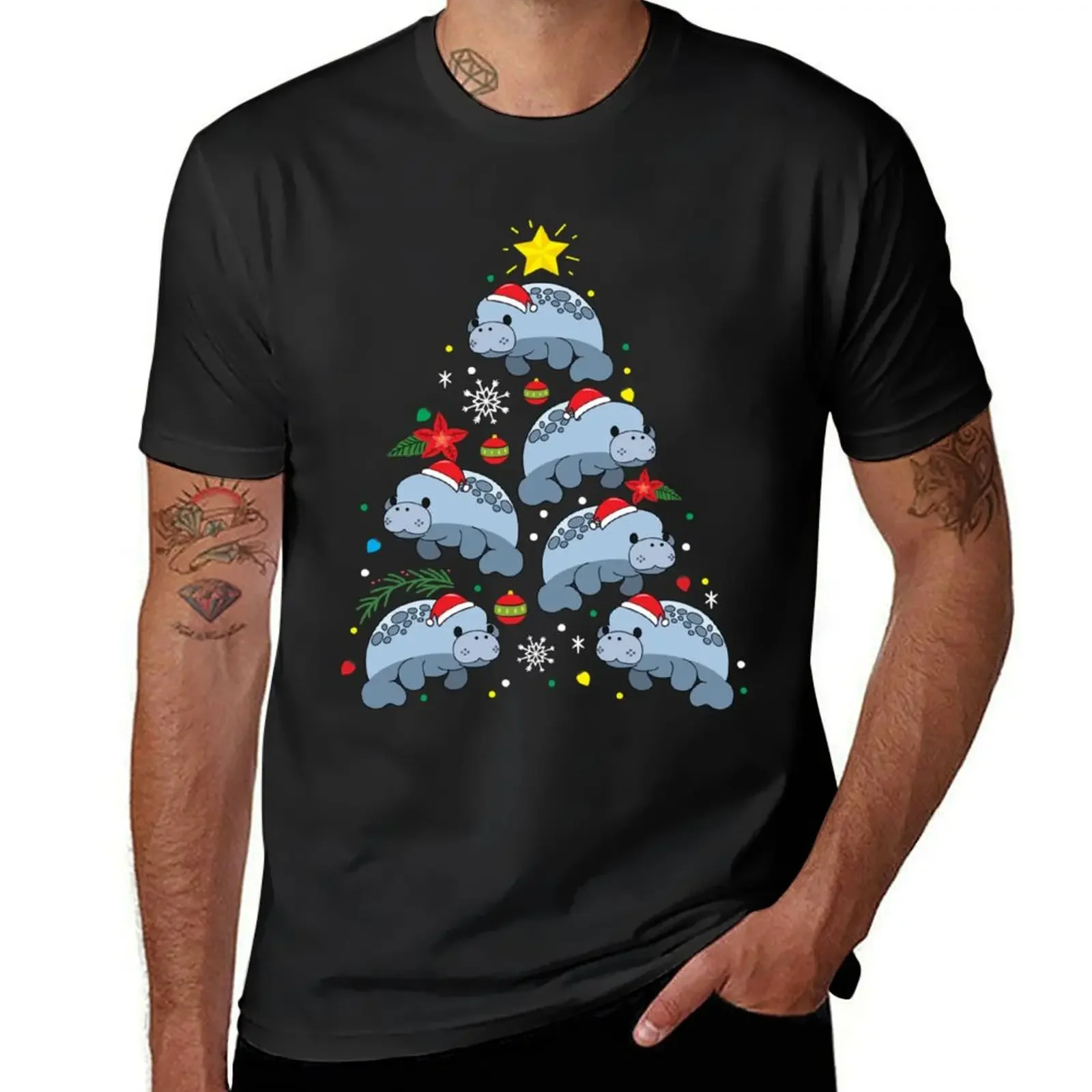 

Manatee Christmas Ornament Tree T-Shirt boys whites oversized t shirt Aesthetic clothing street wear mens big and tall t shirts