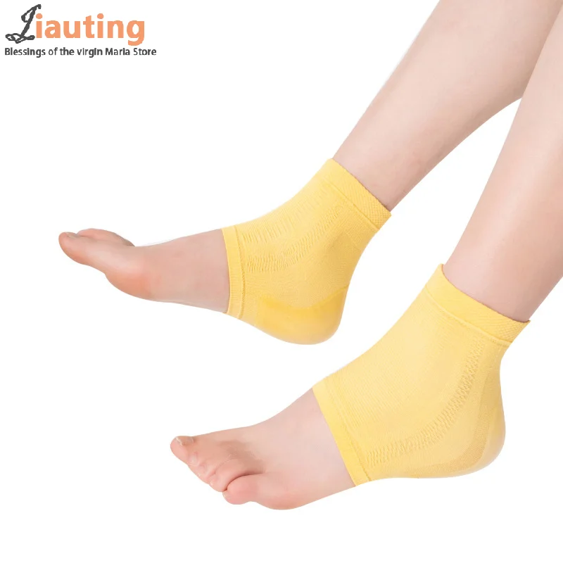 2 uds de cubiertas de protección de talón de silicona soporte de talón calcetines para el cuidado de los pies calcetines hidratantes y a prueba de grietas