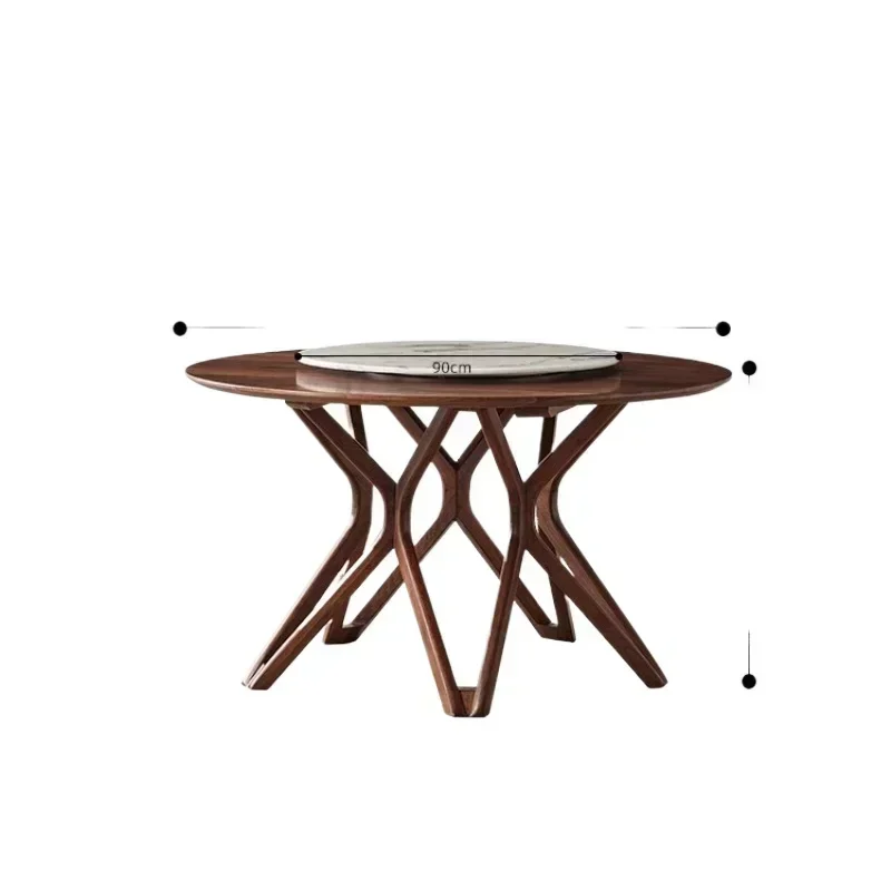Italian minimalist black walnut dining table minimalist all solid wood home dining room table with turntable