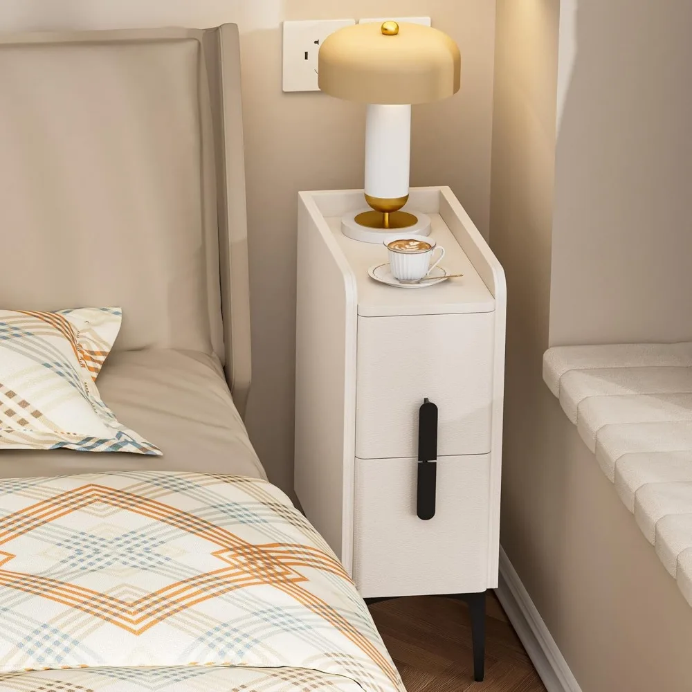 منضدة رفيعة من الجلد مع درجين لغرف النوم والمساكن والمكان المعيشة #2