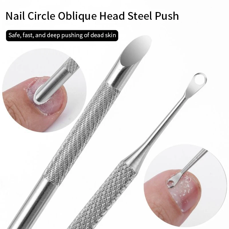 جديد مسمار مزدوج نهاية استخدام دائرة الفولاذ المقاوم للصدأ مشطوف رئيس انتهازي للبشرة مزيل مانيكير العصي أداة مسمار أداة فنية #6