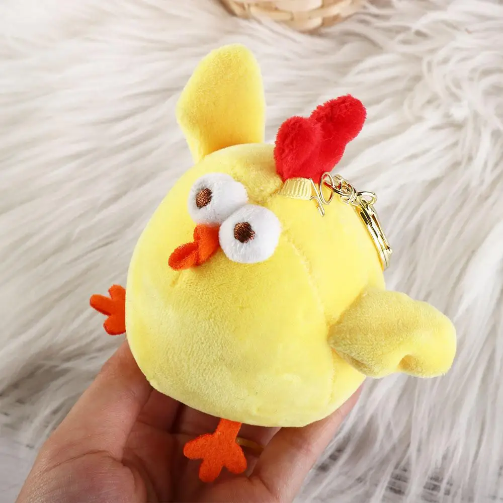 Lovely Plush Stuffed Chicken Plush Keychain Soft Animal Seagull Pendant Key Ring Car Key Pendant Doll Gift