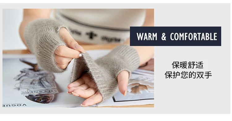 Nerz Kaschmir Herbst Winter Handschuhe Kabel Nahtlose Bequeme Fingerlose Warme Waschbär Wolle Handschuh Daumen Loch Handschuhe Weibliche Schöne – Detail 22