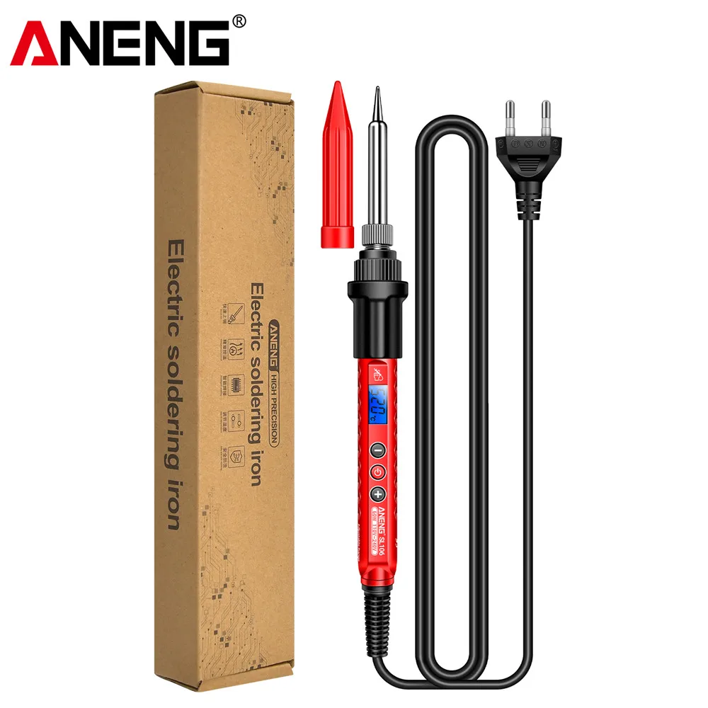 

Паяльник электрический ANENG 60W с цифровым дисплеем SL106, 110В/220В, регулируемая температура, профессиональный набор для пайки и сварки