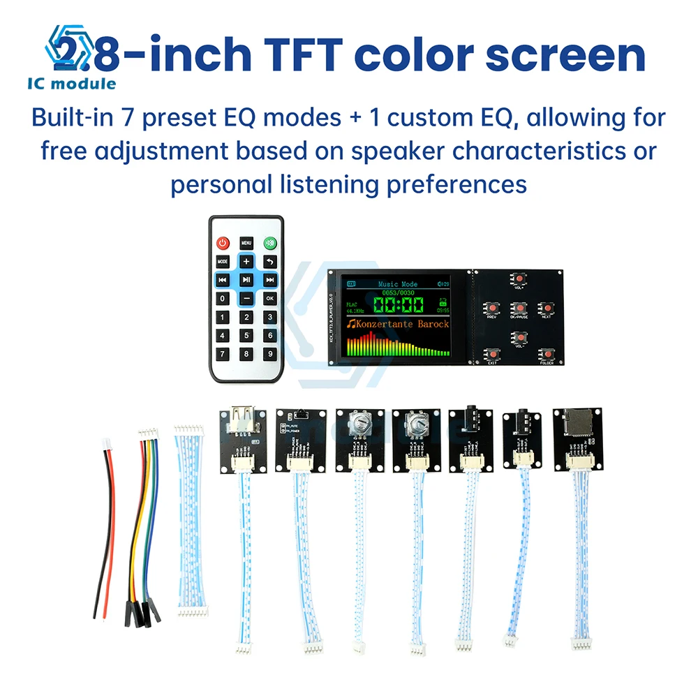 

2.8 Inch TFT Display Lossless Audio Decoder Module Digital Music Player Board I2S Output Hi-Fi DAC Support DSD for Audio