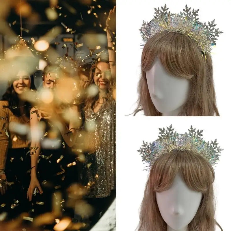 

652F мишура для взрослых и подростков, повязка на голову в форме снежинки, обруч для волос, карнавальный головной убор для для