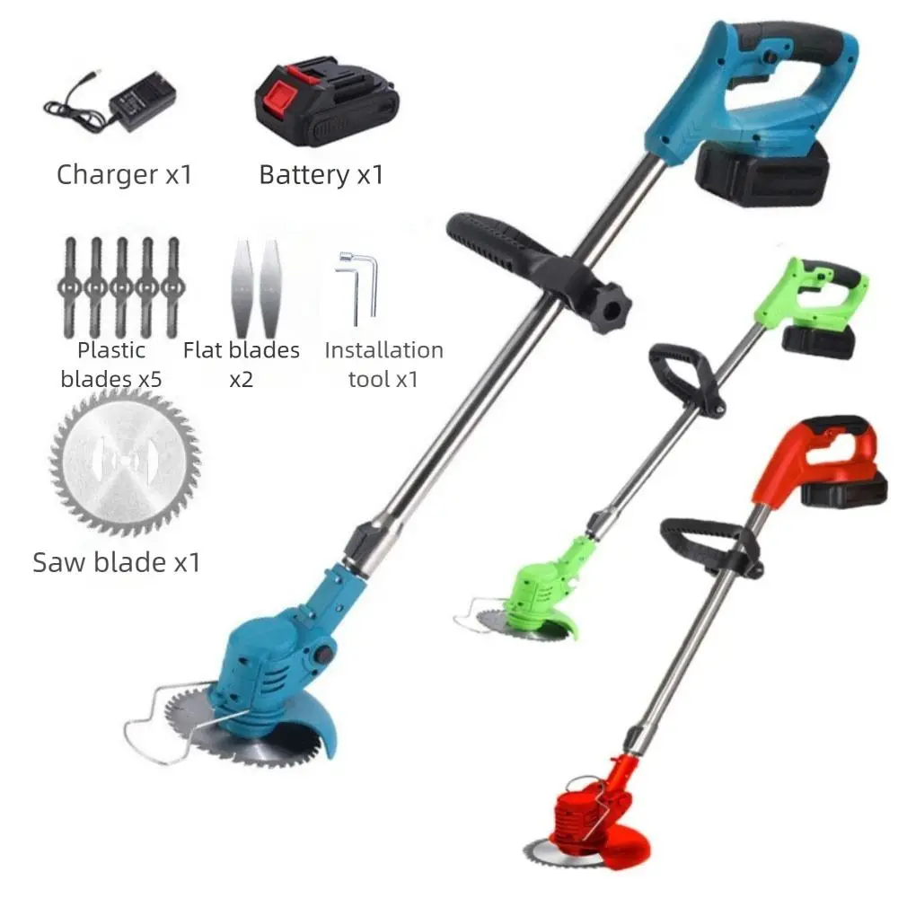 Lithium Battery Electric String Trimmer Foldable Design Self Propelled Cordless Grass Cutter Adjustable Height Turn Metal
