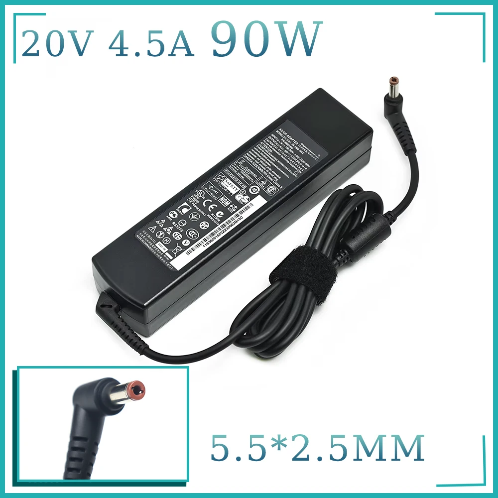 Adaptador de Carregador para Laptop Lenovo IdeaPad G570 G580 G770 20V 4.5A 90W 5.5*2.5mm Fonte de Alimentação para Notebook G Series de 15.6 Polegadas