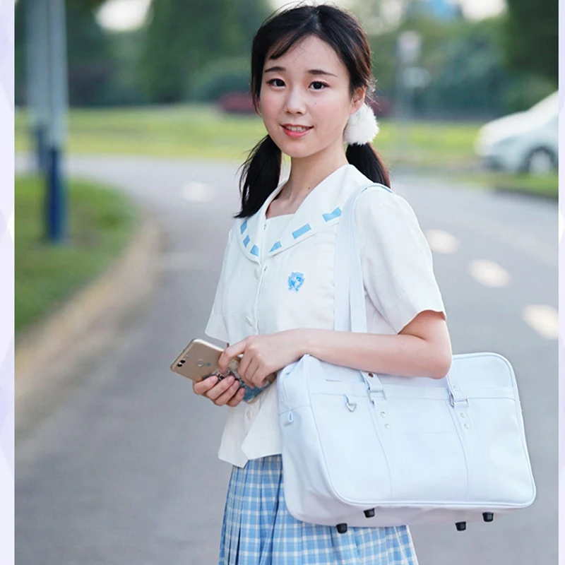 Briefcase Student School Bags School College Uniform bag Unisex Shoulder Bags Messenger Bag PU Leather handbag 16inch Laptop bag