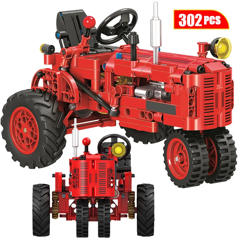 

City Classic Retro Tractor Car Model Building Block Technical DIY Walking Tractor vehicle Brick Educational Toys for Children