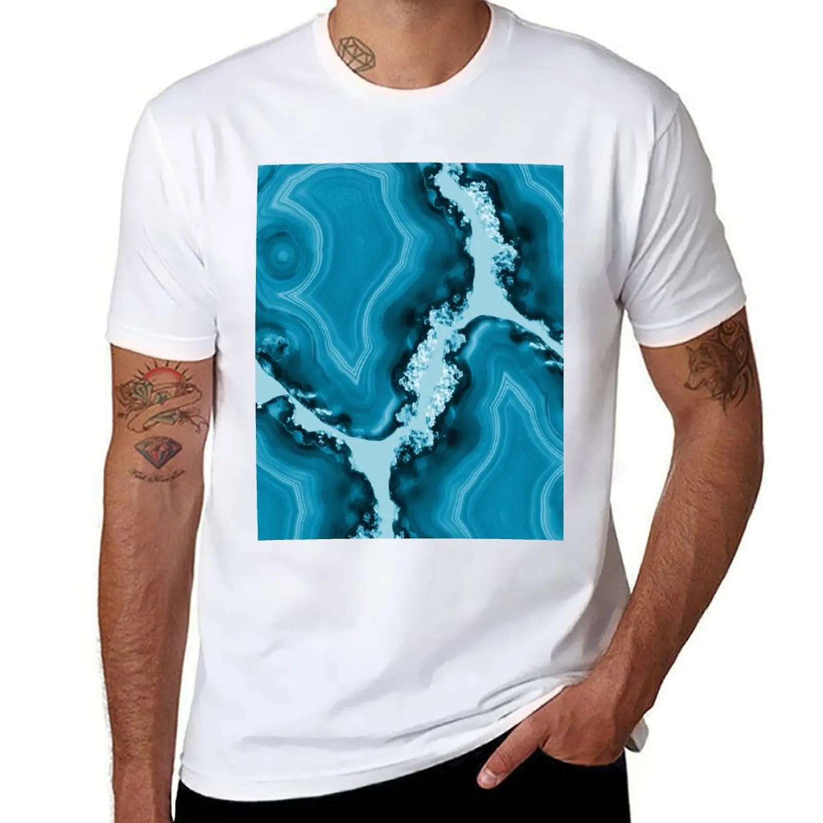 

Blue Agate Pattern #1 #gem #decor #art T-Shirt customs design your own funny gifts plain Men's cotton t-shirt