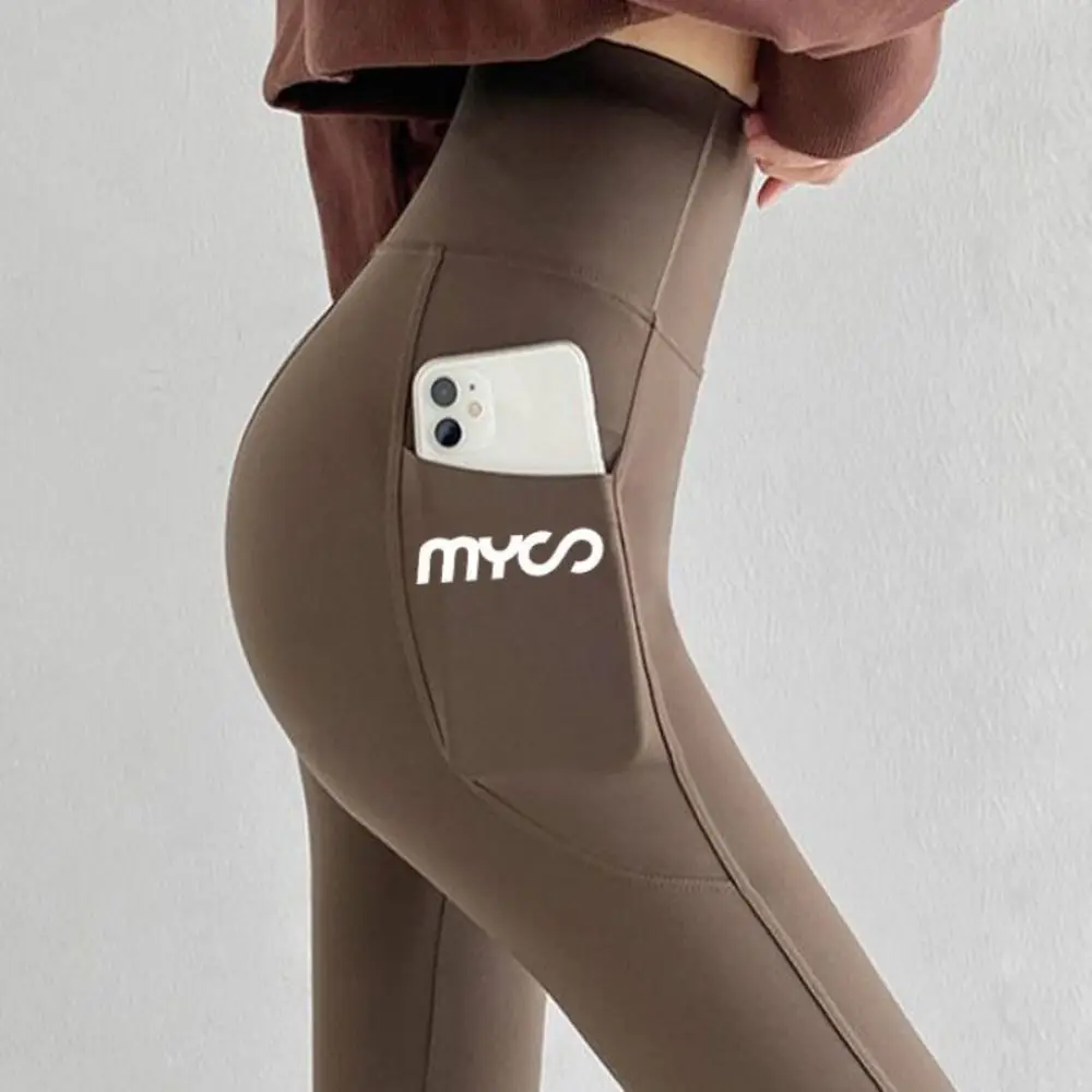 Leggings femininas de cintura alta macia com bolso apertado sem costura jogging calças capri controle de barriga respirável ginásio fitness