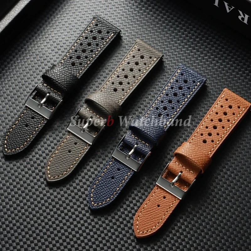 خمر اليدوية النخيل طباعة جلد البقر حزام من الجلد لأوميغا ل Seiko 18/19/20/22 مللي متر لينة وتنفس البني حزام الرجال