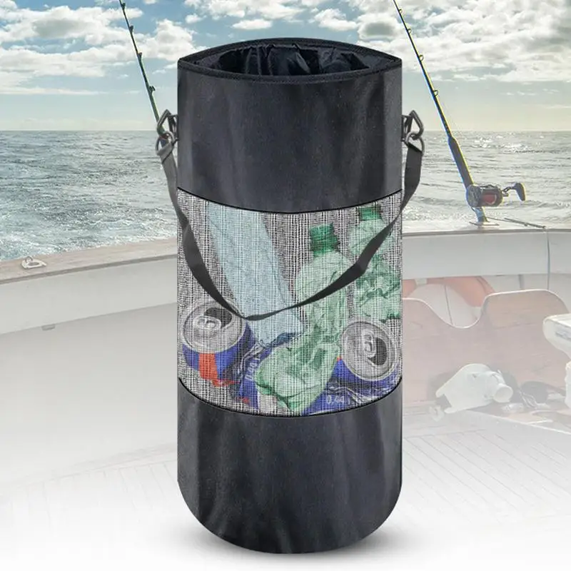 Boat Trash Can Portable Garbage Storage Bin With Drawstring Lid Pontoon Boat Trash Organizer Boating Accessories For Marine