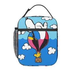 Custom Snoopy Woodstock Hot Air Balloon Resuable Lunch Boxes Comic Dog Thermal Cooler Food Insulated Lunch Bag Office Work