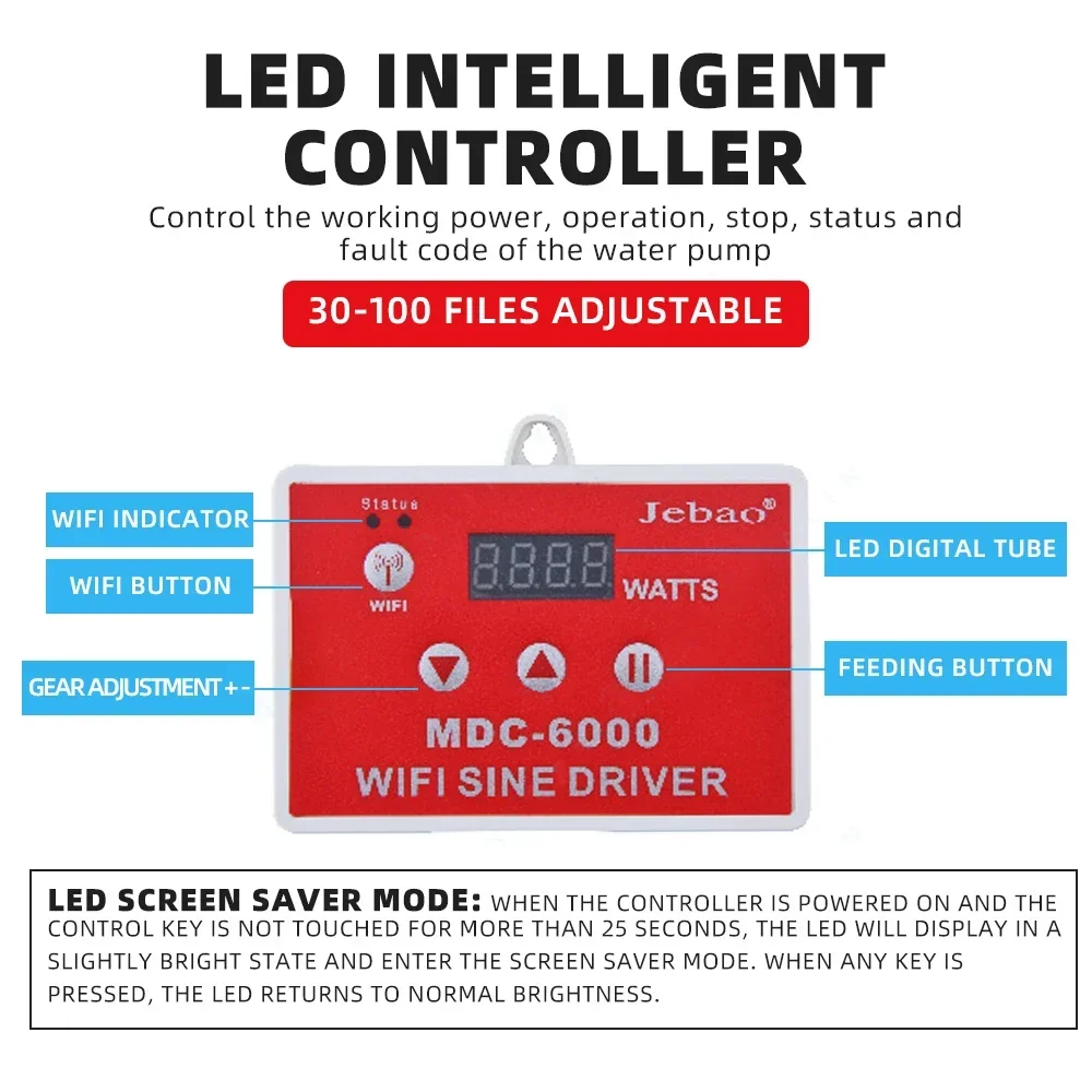حماية غال 24 فولت 20 وات ~ 80 وات عملية فائقة الهدوء MDC MDP مرشح مضخة مياه حوض السمك وحدة تحكم WIFI #6