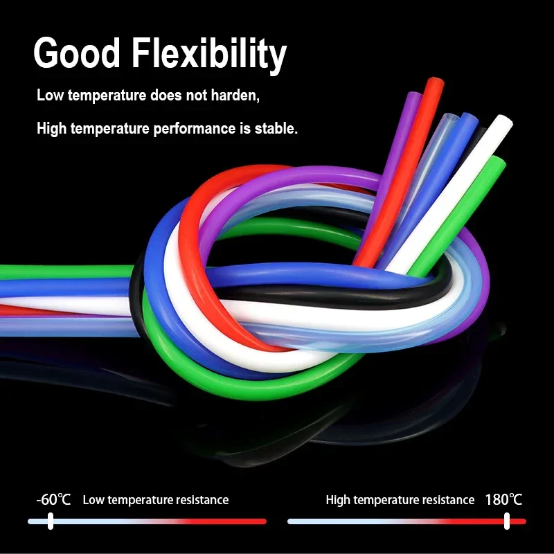 Tubo de silicona de color Flexible de calidad alimentaria ID 0,5mm ~ 25mm tubo suave insípido de alta temperatura tubo de agua de acuario manguera de silicona