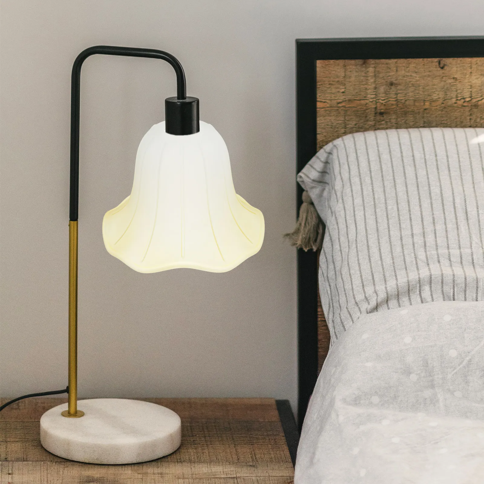 Frosted Glass Lamp Shade Replacement Bell Style for E27 Base Ceiling Fan Wall Pendant Chandelier Living Room Bedroom Modern