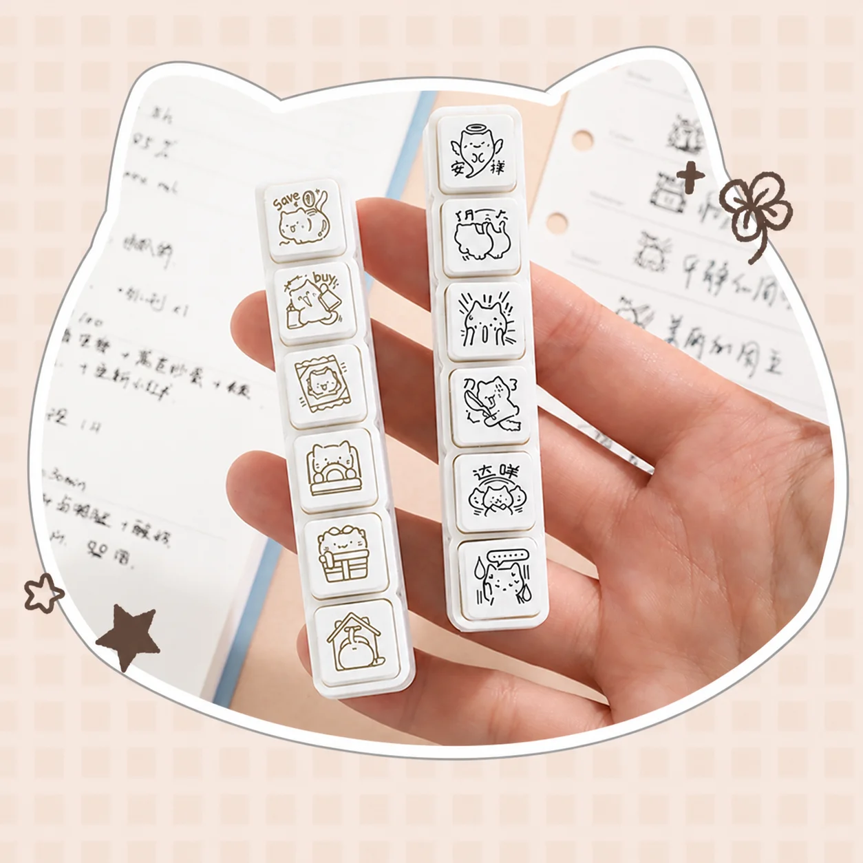 Pattern Stamp Pre-Inked Photosensitive Stamp Cute Stamp Minimalist For Diary Marking Content Recording Notebook