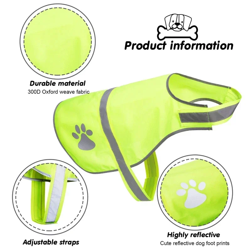 

Adjustable Dog Reflective Vest New Fluorescent High Visibility Dog Jacket Protect Your Puppy Outdoor Dog Clothes