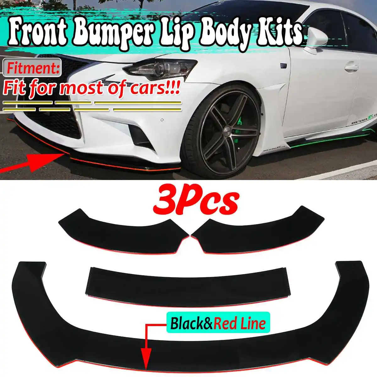 

New Universal Car Front Bumper Lip Chin Bumper Body Kits Splitter Diffuser For LEXUS IS200T IS250 IS350 ISF GS350 GS450H ES300h