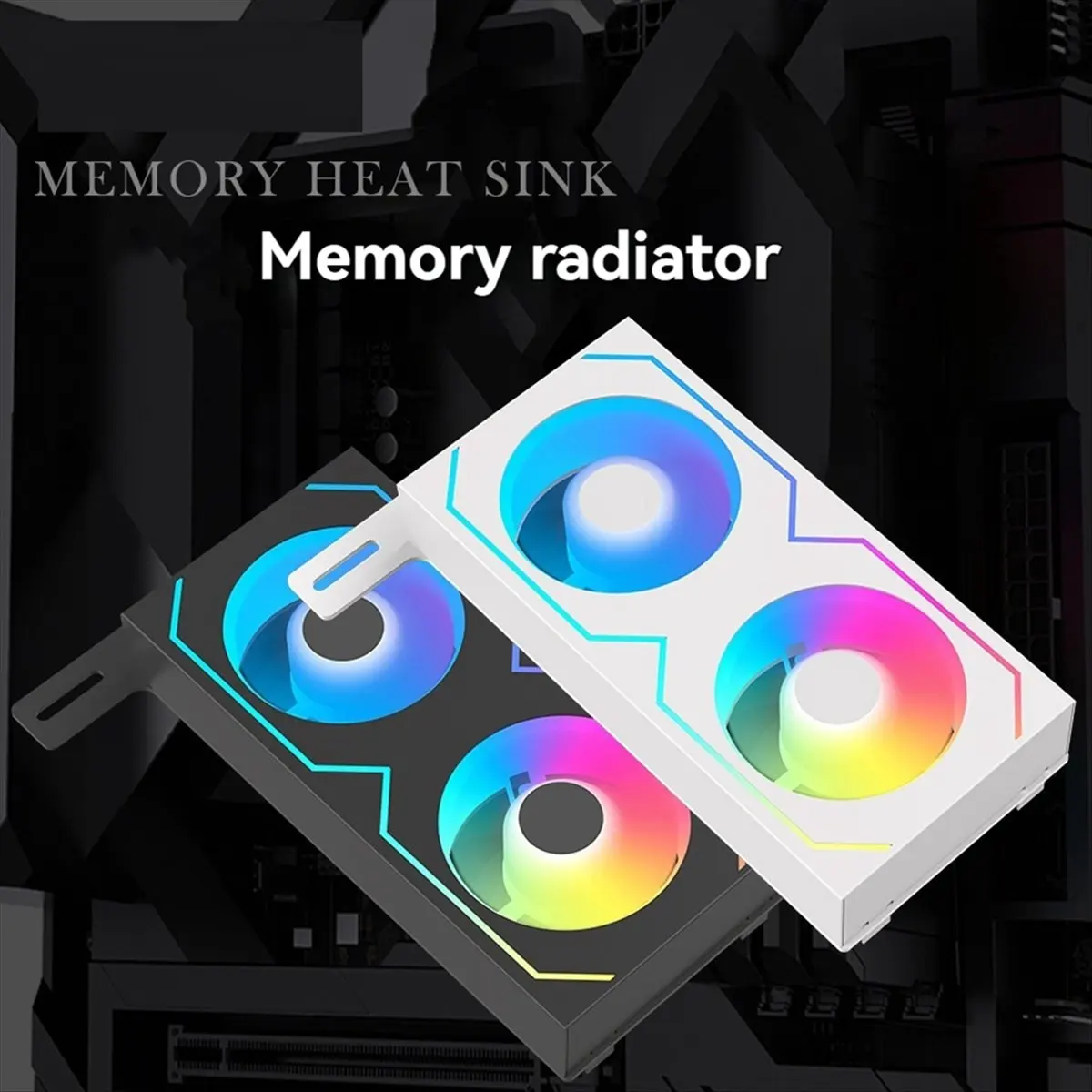 مشعاع تبريد ذاكرة الكمبيوتر 4Pin PWM/5V 3Pin ARGB مع 2 مروحة تبريد RAM المبرد لـ DDR4 DDR5 RAM Cooler White #2