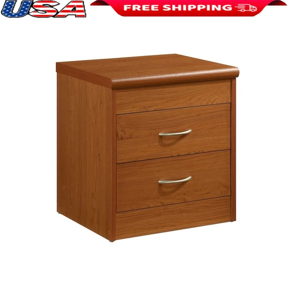 

2-Drawer Nightstand with Storage Lightweight Engineered Wood Ideal Bedroom Living Room Easy Maintenance Portable Nightstand