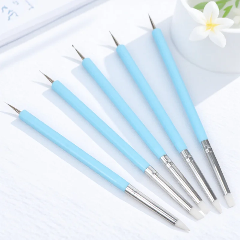 

5Pcs Dual Tip Silicone Nail Dotting Pen for Natural False Nails Art Design Manicure Gel Drawing Tool Home Salon Nail Art