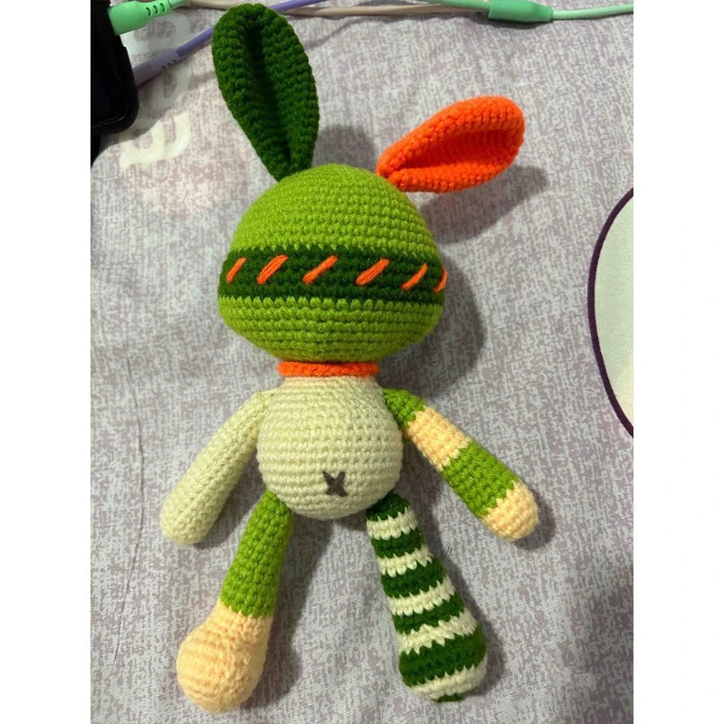Candy Rabbit Doll Woven DIY Material Wrapped Knitting Yarn with Wool Crochet Needle Cute Pendant Keychain Decorative Couple Gift